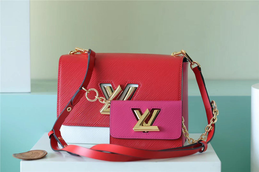 LV Twist MM Bag Epi Red/ Pink For Women,  Shoulder and Cross Body Bags 9.1in/23cm LV