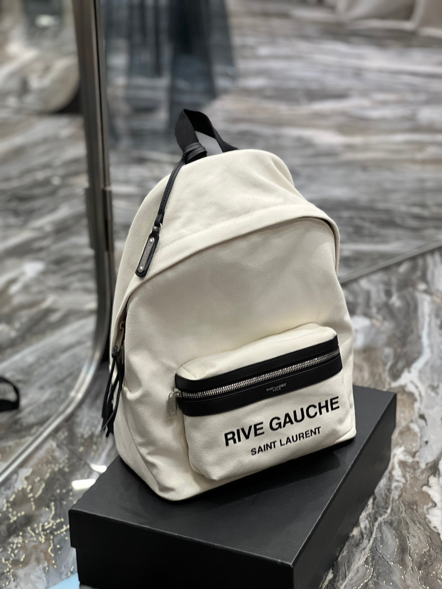 YSSL City Backpack In Canvas Unisex For Women 13.8in/35cm White YSL