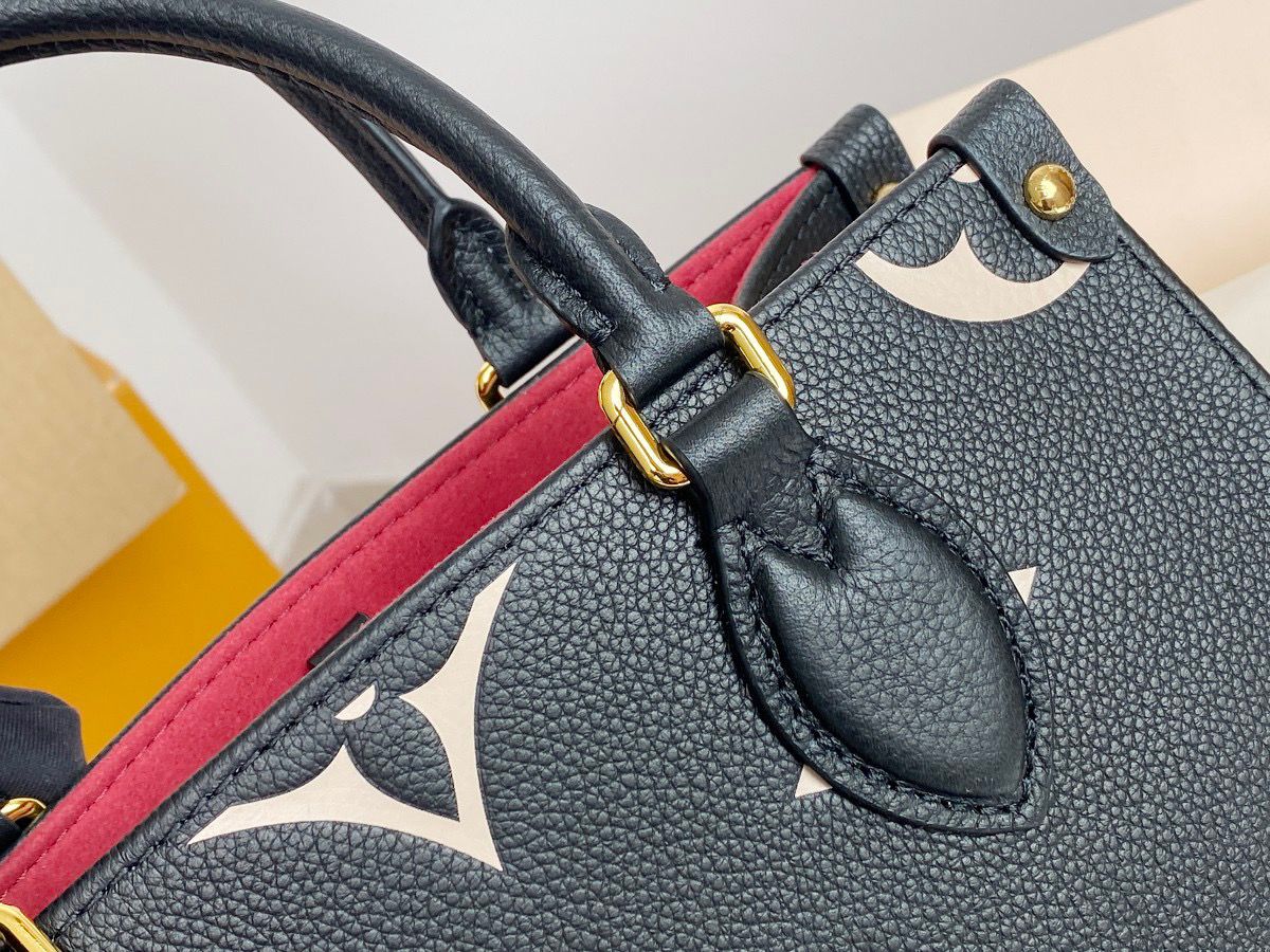 LV OnTheGo PM Tote Bag Monogram Empreinte Black/Beige For Women, Women’s Handbags, Shoulder And Crossbody Bags 9.8in/25cm LV M45659