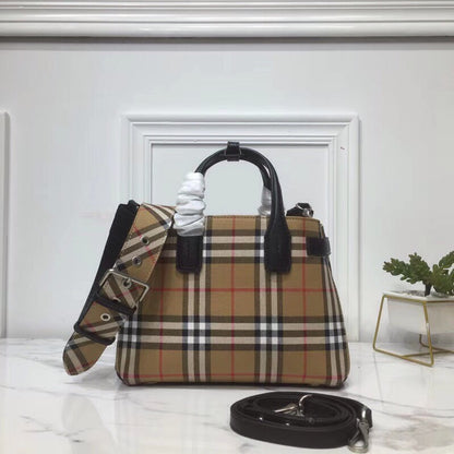BB Small Banner Vintage Check And Tote Black For Women, Women’s Bags 10.5in/26cm
