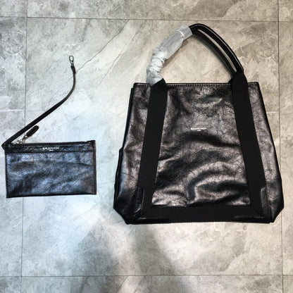 Balen Navy Medium Cabas Tote Bag In Black, For Women,  Bags 14.1in/36cm